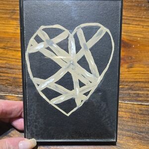 Framed Original Painted Heart Art Design Black Frame Art 6 X 4